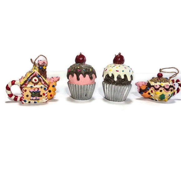 Other - Set of 4 Cupcakes 2 Dept. 56 Cupcakes 2 Candy Teapots Made In China,